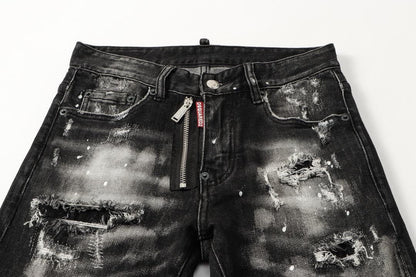 Slim-Fit Distressed Denim Jeans