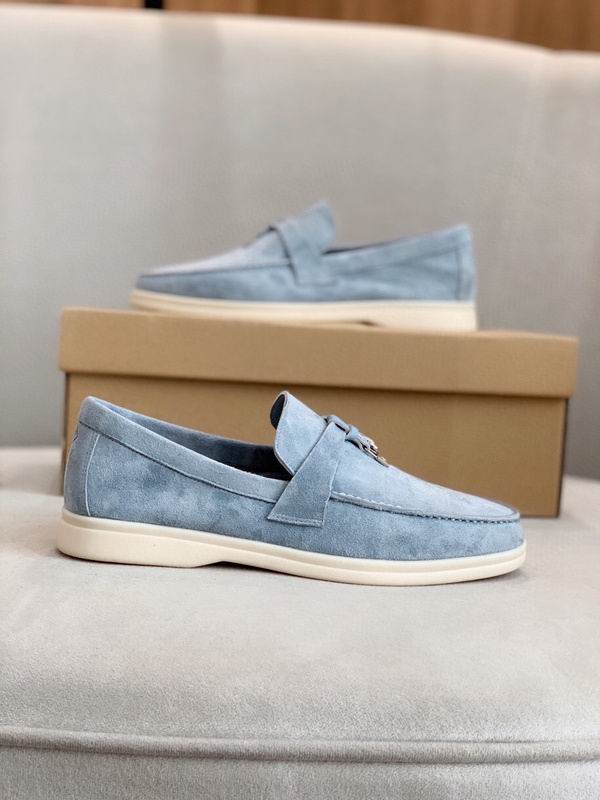 Light Blue Suede Penny Loafers