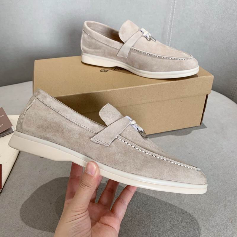 Light Beige Suede Penny Loafers